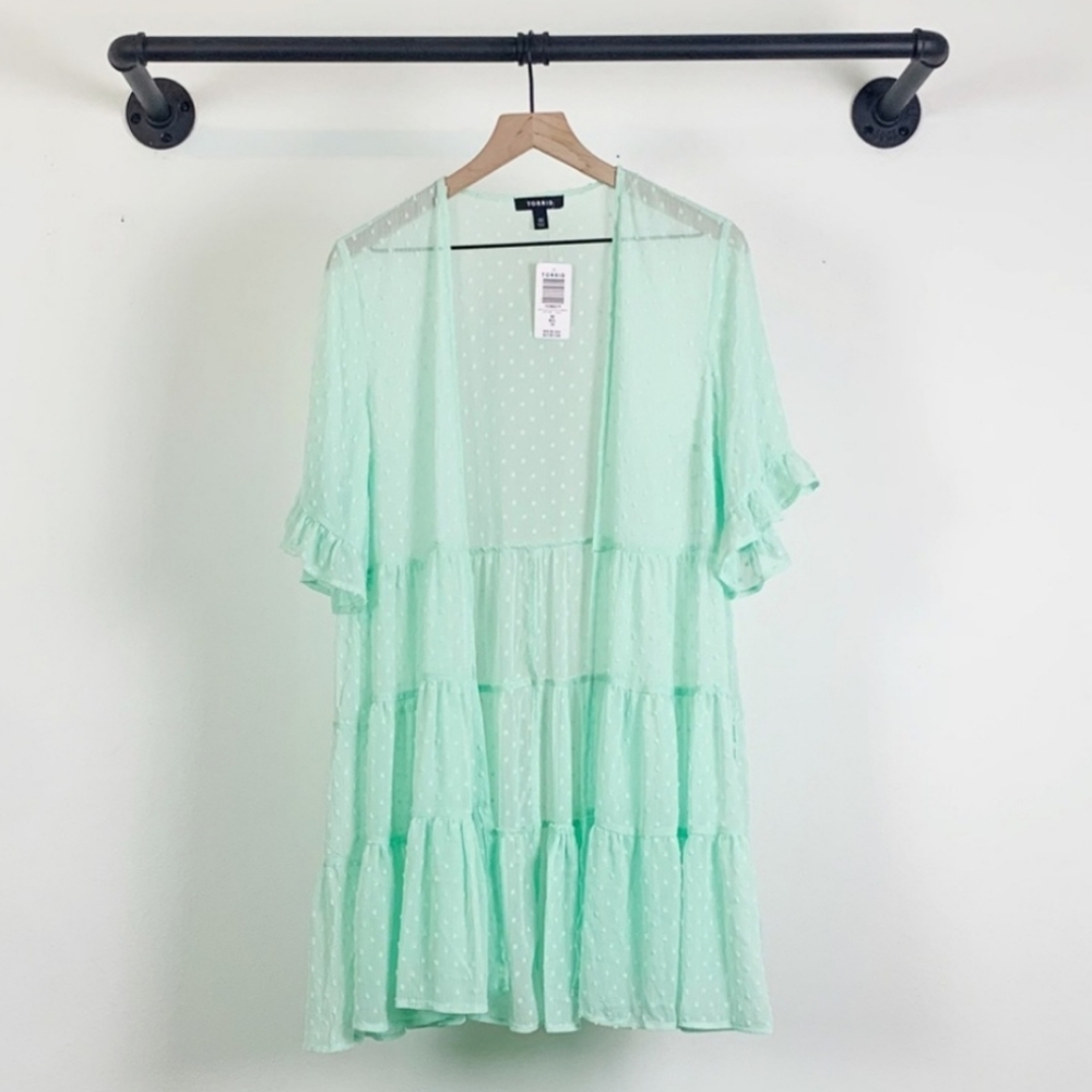 SOLD Torrid Mint Clip Dot Kimono NWT